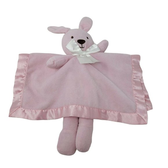 Petit Tresor Pink Bunny Rabbit Security Blanket Lovey Baby Plush 14" Easter - Picture 1 of 4